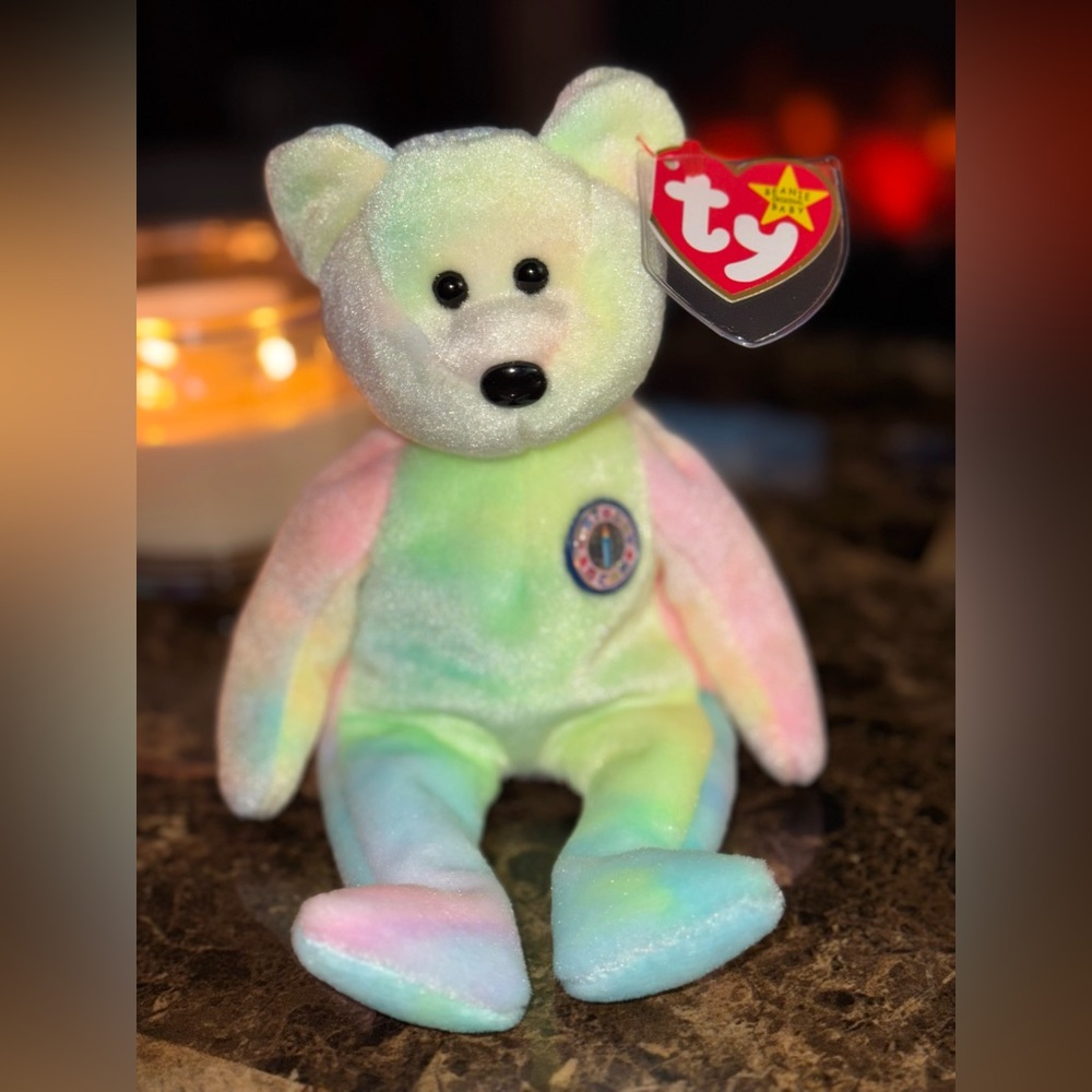🎉 Ty Beanie Baby B.B. Bear Pastel Birthday Teddy – Official Club Edition